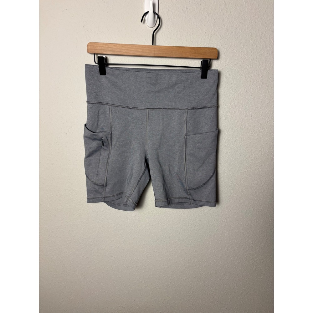 Athleta All In 7" Bike Short Heathered Grey High Rise Pockets Athletic Womens M